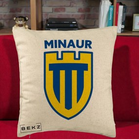 Perna Personalizata Minaur Baia Mare Fotbal, 40x40 cm, Bej, Husa Detasabila, Perna Inclusa, BEKZ®