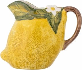 Carafă din ceramică, galben, suprafață texturată ca o coajă de lămâie, decorată manual, 16 x 13 cm, „Limone”