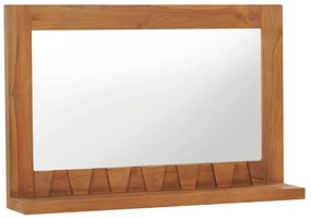 Oglinda de perete cu raft, 60x12x40 cm, lemn masiv de tec 1, 60 x 12 x 40 cm