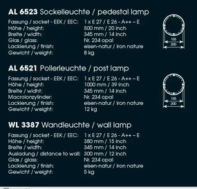 Stalp iluminat exterior din fier forjat, inaltime 50cm, AL 6523