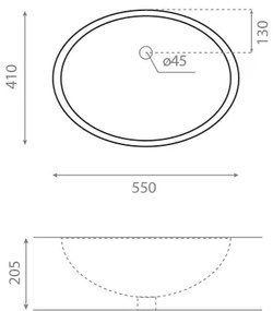 Bathco 0053 - Lavoar încastrat ANCONA 55 x 41 cm, porțelan, alb