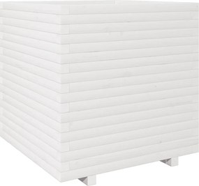 vidaXL Jardinieră de grădină, alb, 70x70x72,5 cm, lemn masiv de pin