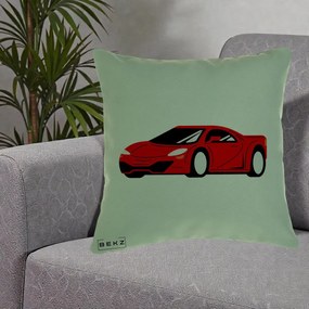 Perna Personalizata Masina Sport Rosie Grafic, 40x40 cm, Verde, Husa Detasabila, Perna Inclusa, BEKZ®