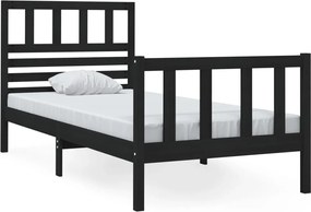 vidaXL Cadru de pat mic single, negru, 75x190 cm, lemn masiv