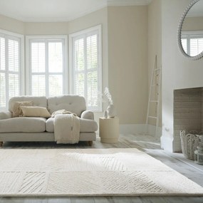 Covor alb țesut manual din amestesc de lână 200x300 cm Sculptured Blocks – Flair Rugs