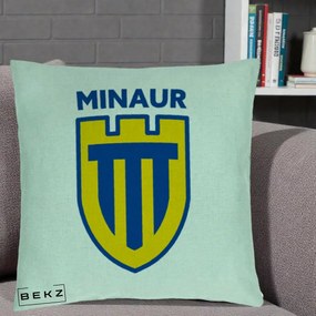 Perna Personalizata Minaur Baia Mare Fotbal, 40x40 cm, Verde Menta, Husa Detasabila, Perna Inclusa, BEKZ®
