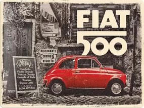 Placă metalică Fiat 500 Retro