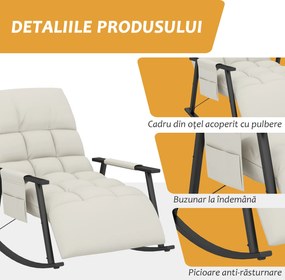 HOMCOM Fotoliu tapițat, fotoliu de alăptare, suport pentru picioare și spătar reglabile capacitate 120 kg 60 x 134 x 70 cm crem | Aosom Romania