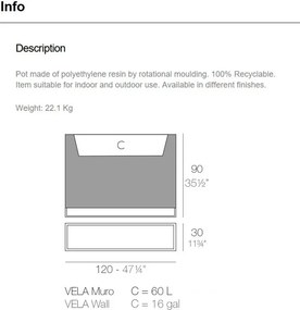 Jardiniera / Ghiveci plante design decorativ modern VELA WALL PLANTER