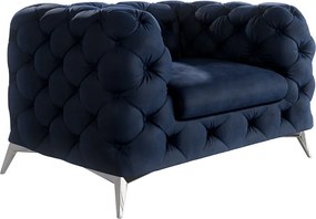 Fotoliu albastru închis cu tapițerie din catifea Chelsea – Ropez