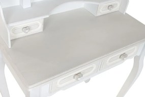 Masă de toaletă romantică din MDF alb, oglindă ovală detașabilă, 4 sertare, 75 x 42 x 140 cm, „Alima"