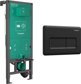 Rezervor incastrat Hansgrohe iFrame 112 cm pentru vas WC suspendat si clapeta iFrame Original Q negru mat
