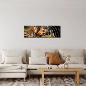 Tablou - Două zebre (cu ceas) (90x30 cm)