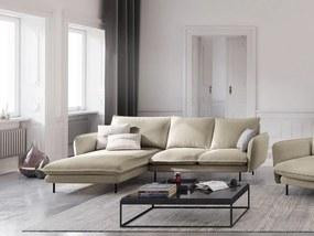 Coltar tapitat Vienna 5 locuri picioare negre – L255 x l170 x h95
