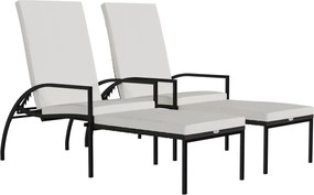 vidaXL Șezlonguri cu suport de picioare, 2 buc., maro, poliratan