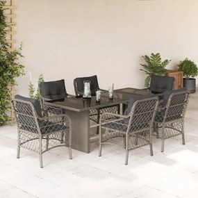 vidaXL Set mobilier de grădină cu perne, 7 piese gri deschis poliratan