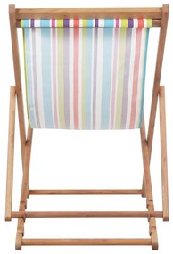 44002 vidaXL Scaun de plajă pliabil, multicolor, textil și cadru din lemn