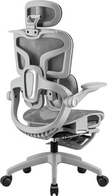 AEROMAX SLIDING Scaun ergonomic, Sezut Translatie, Cotiere Rabatabile, Tetiera 3D, Suport lombar dublu ajustabil, Suport picioare, Umeras, Full Mesh, Gri