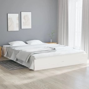 Cadru de pat, alb, 120x200 cm, lemn masiv