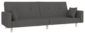 337321 vidaXL Canapea extensibilă cu 2 locuri, 2 perne, gri închis, textil