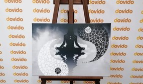 Tablou yin și yang yoga în design alb-negru