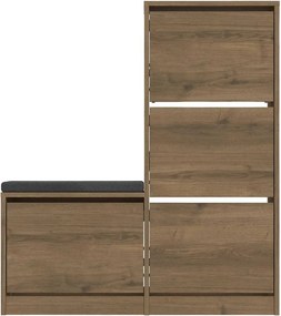 Pantofar DUDE, stejar inchis, stofa/PAL melaminat, 105x26x119 cm