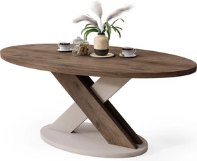 Mazzoni Măsuță de cafea ovală LOXA Nuc Elegant / Bej Taupe - MĂSUȚĂ DE CAFEA 120x65 cm
