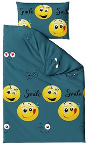 Lenjerie de pat din bumbac verde, SMILE