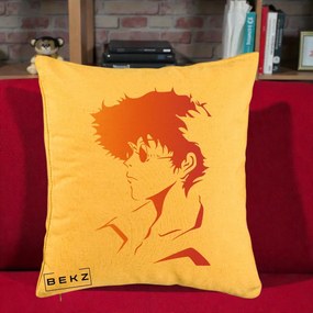 Perna Decorativa Cowboy Bebop Spike Silueta Gradient, 40x40 cm, Galben, Husa Detasabila, Perna Inclusa, BEKZ®
