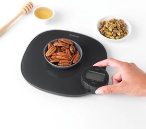 Cantar de bucatarie Brabantia Tasty+ 1001253, Pana la 5 kg, Nu necesita baterii, Tare, Afisaj digital, Gri inchis