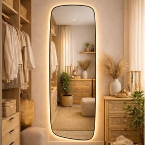 Baltica Design-LED Oglindă cu iluminare integrată STONE CALM 15W/230V 2700K 155x50 cm IP65 neagră