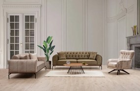 Canapea Extensibilă cu 3 Locuri Siesta With Capitone 3 Seater, Maro