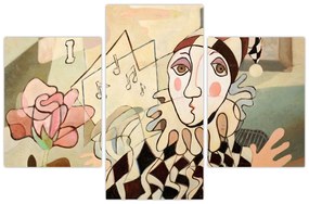 Tablou - Cubismul - arlechin și trandafir (90x60 cm)