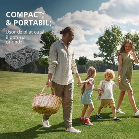 Outsunny Covor Exterior Reversibil, 1,8 x 2,75m, Impermeabil pentru Curte, Veranda, Picnic, Plaja, Camping, Negru si Gri | Aosom Romania