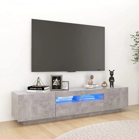 Comoda TV cu lumini LED, gri beton, 180x35x40 cm 1, Gri beton