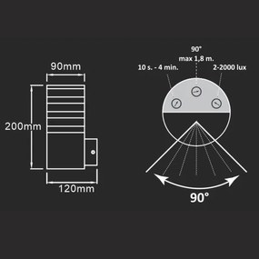 Aplica de perete exterior TEKSAS 1xE27/12W/230V IP44 antracit cu senzor