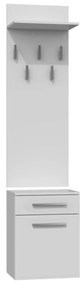 Cuier BANGOR, cu lada si sertar, alb, 50x35x181 cm