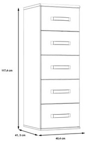 Comoda Delice Gri Wolfram Uni Si Stejar Negru, 40 Cm