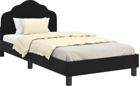 vidaXL Cadru de pat pentru copii cu spătar Negru 90 x 190 cm Catifea