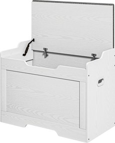 HOMCOM Bancă de Depozitare cu Pernă din Material Textil, Bancă Multifuncțională cu Balama de Siguranță, 75x40x56 cm, Alb | Aosom Romania