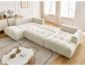 Colțar bej extensibil/cu spațiu de depozitare (cu colț pe partea stângă/în formă de "U") Fuji – Bobochic Paris