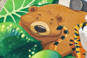 BAMBINO 2651 covor lavabil Animale, junglă pentru copii anti-alunecare - verde / maro