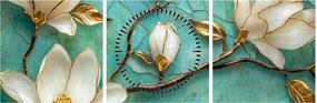 Tablou - Magnolii 3D (cu ceas) (90x30 cm)