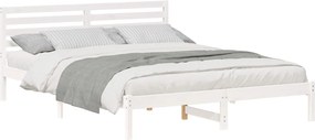 vidaXL Cadru de pat cu headboard Alb 160 x 210 cm Lemn de pin masiv