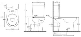 Sapho - Vas WC combinat cu duș bideu, evacuare pe spate, ceramică/alb