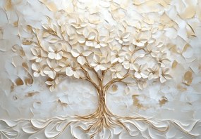 Fototapet - Copac 3D Decorat cu Aur (147x102 cm)