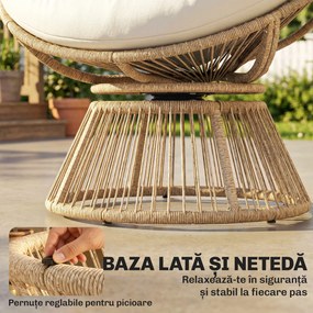 Outsunny Fotoliu Papasan Rotativ 360° Moon Chair cu Pernă pentru Interior/Exterior, Crem Alb | Aosom Romania