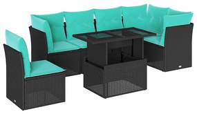 3326617 vidaXL Set mobilier de grădină cu perne, 6 piese, negru, poliratan