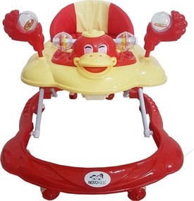 Premergator Reglabil in 3 Trepte NOVOKIDS™ Happy Duck , Ratusca, Pliabil, 8 Roti, Cu Melodii, Rosu