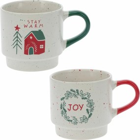 Set de 2 căni stivuibile din ceramică StayWarm/Joy 350 ml